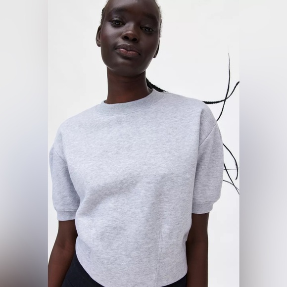 BDG Bliss Puff Sleeve Sweatshirt NWT Size S - Grey - Picture 2 of 8